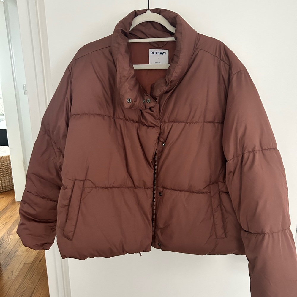 Old Navy Women's Rust Brown Cropped Puffer Jacket